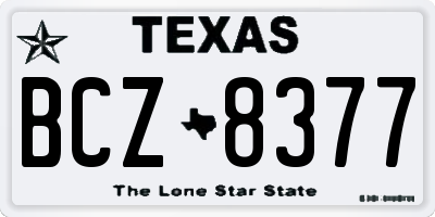 TX license plate BCZ8377