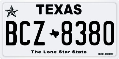 TX license plate BCZ8380