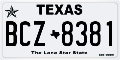 TX license plate BCZ8381