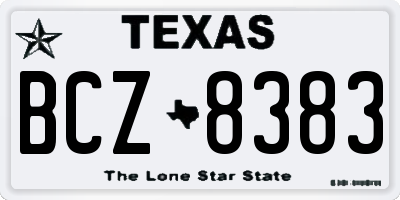 TX license plate BCZ8383