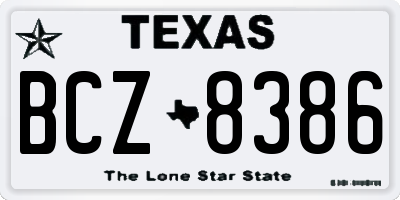 TX license plate BCZ8386
