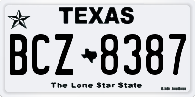 TX license plate BCZ8387