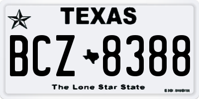 TX license plate BCZ8388