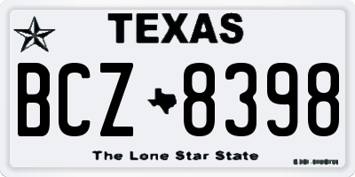 TX license plate BCZ8398