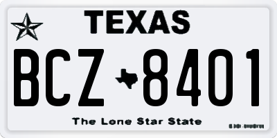 TX license plate BCZ8401