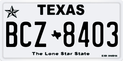 TX license plate BCZ8403