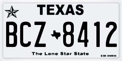 TX license plate BCZ8412
