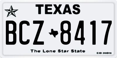 TX license plate BCZ8417
