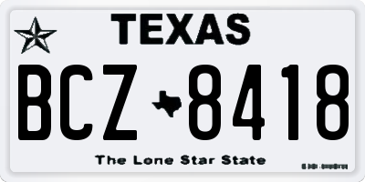 TX license plate BCZ8418