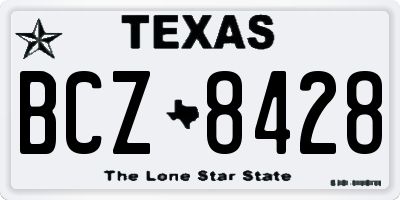 TX license plate BCZ8428