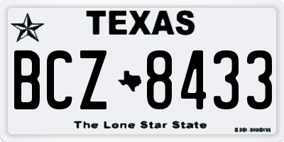 TX license plate BCZ8433