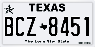 TX license plate BCZ8451