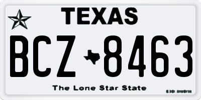 TX license plate BCZ8463