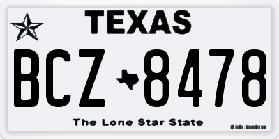 TX license plate BCZ8478
