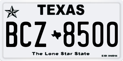 TX license plate BCZ8500