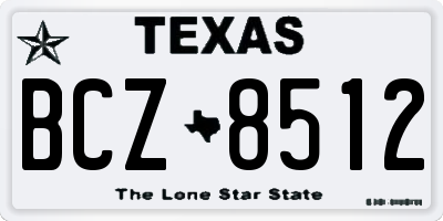 TX license plate BCZ8512