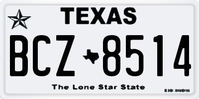 TX license plate BCZ8514