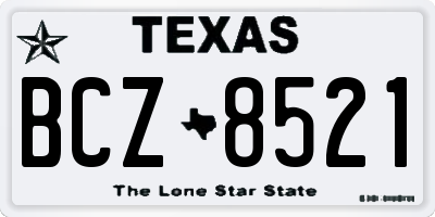 TX license plate BCZ8521