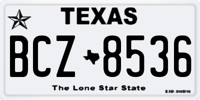 TX license plate BCZ8536