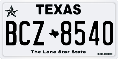 TX license plate BCZ8540
