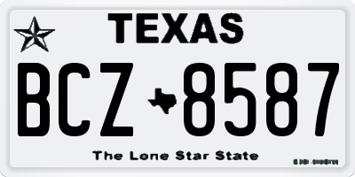 TX license plate BCZ8587