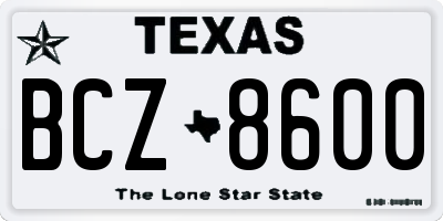 TX license plate BCZ8600