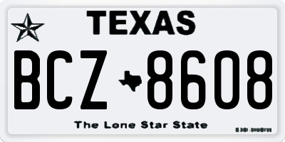 TX license plate BCZ8608
