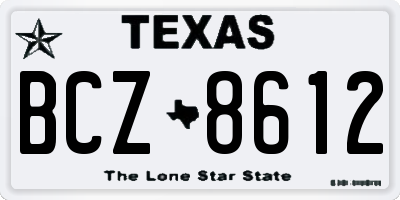 TX license plate BCZ8612