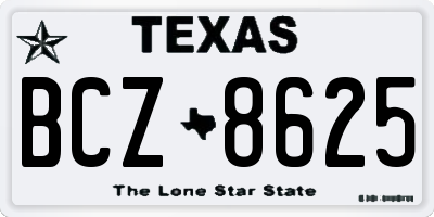 TX license plate BCZ8625