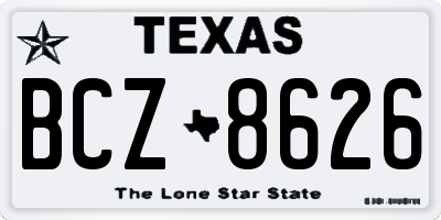 TX license plate BCZ8626