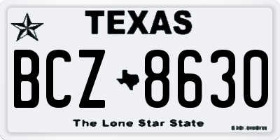TX license plate BCZ8630