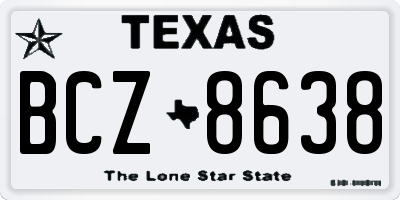 TX license plate BCZ8638