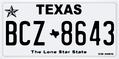 TX license plate BCZ8643