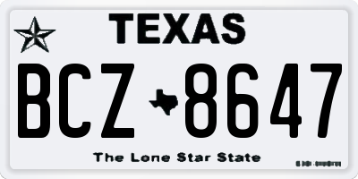 TX license plate BCZ8647