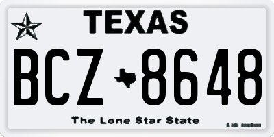 TX license plate BCZ8648