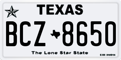 TX license plate BCZ8650