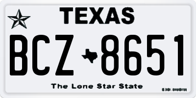 TX license plate BCZ8651
