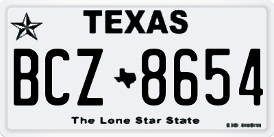 TX license plate BCZ8654