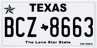 TX license plate BCZ8663