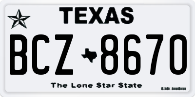 TX license plate BCZ8670