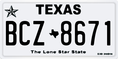 TX license plate BCZ8671