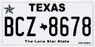 TX license plate BCZ8678