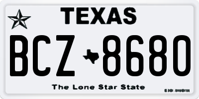 TX license plate BCZ8680