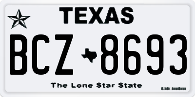 TX license plate BCZ8693