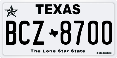 TX license plate BCZ8700