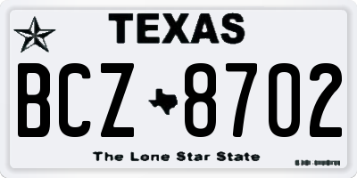 TX license plate BCZ8702