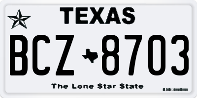 TX license plate BCZ8703