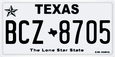 TX license plate BCZ8705