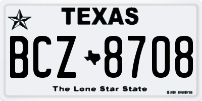 TX license plate BCZ8708