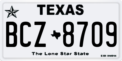 TX license plate BCZ8709
